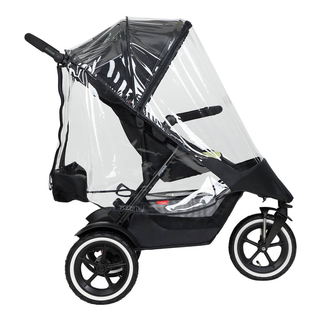 Double Stroller Rain Cover Weather Shield Side By Side Front Back Pushchair
